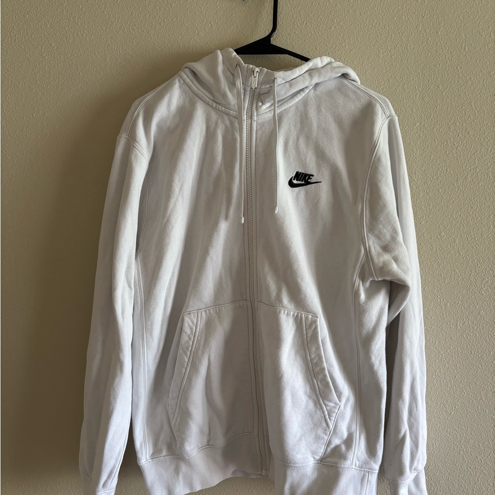 Nike Classic White Hoodie with Black Logo